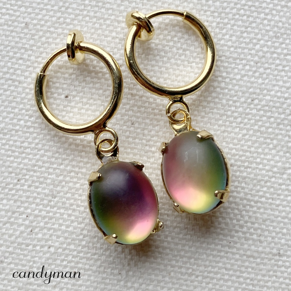 【送料込み】ヴィンテージヴィトレイル・ミディアムカラー シンプルなバネ式フープイヤリング