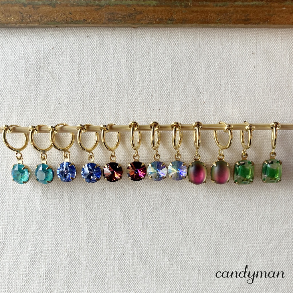 【送料込み】ヴィンテージヴィトレイル・ミディアムカラー シンプルなバネ式フープイヤリング