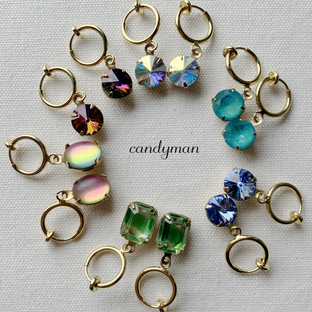 【送料込み】ヴィンテージヴィトレイル・ミディアムカラー シンプルなバネ式フープイヤリング