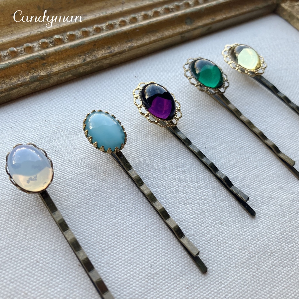 【送料込み】ヴィンテージ紫色アメジストカラーのお花のヘアピン