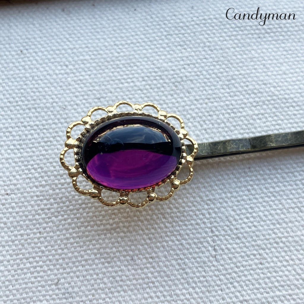 【送料込み】ヴィンテージ紫色アメジストカラーのお花のヘアピン