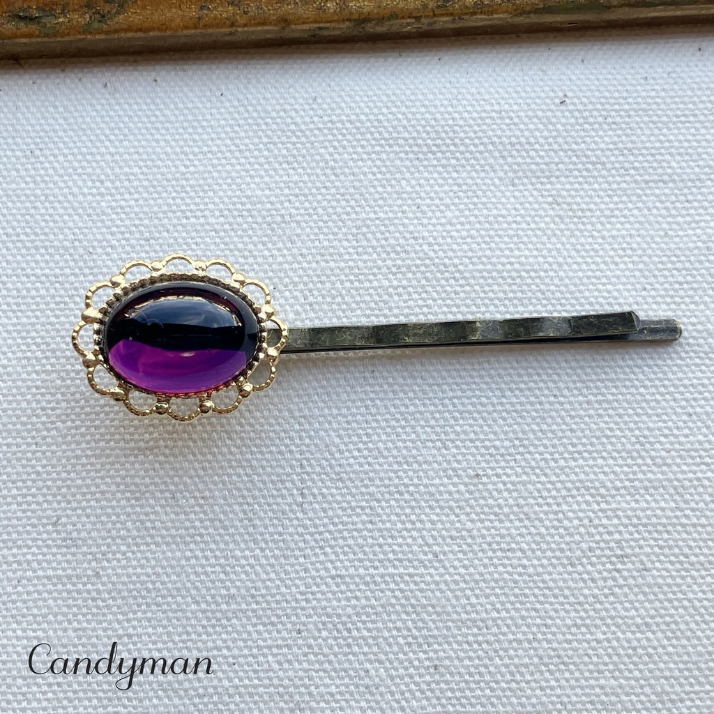 【送料込み】ヴィンテージ紫色アメジストカラーのお花のヘアピン