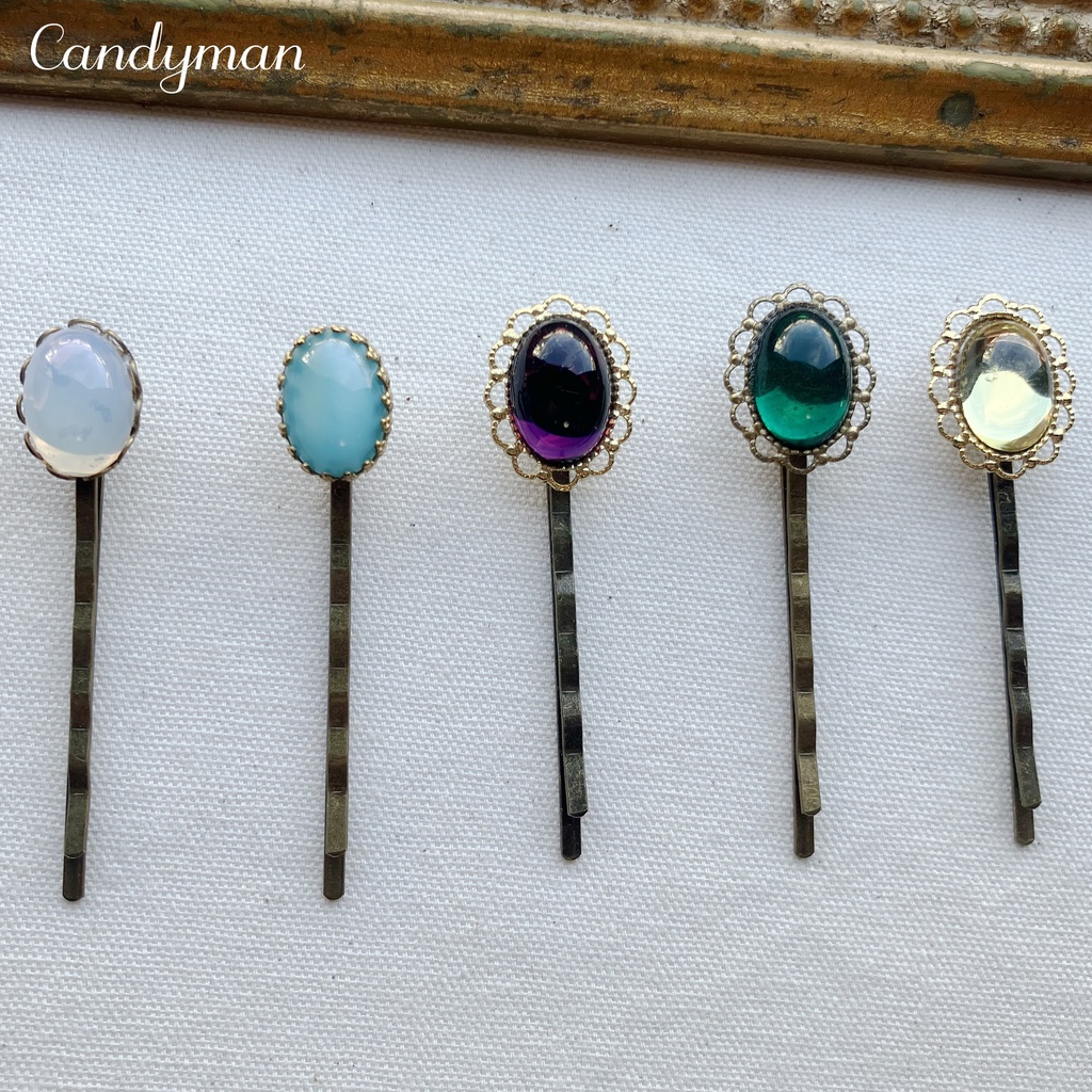 【送料込み】ヴィンテージ エメラルドのお花のヘアピン