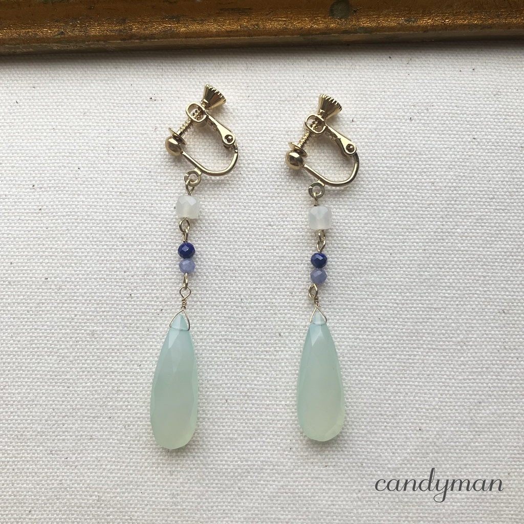 『新春セール10%OFF』【送料込み】天然石カルセドニーの可愛いパステルカラーイヤリング