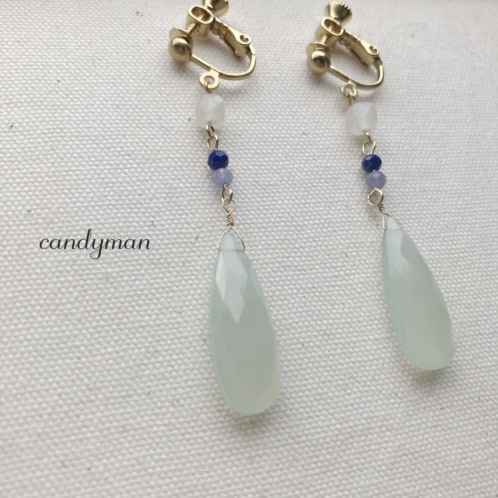 『新春セール10%OFF』【送料込み】天然石カルセドニーの可愛いパステルカラーイヤリング