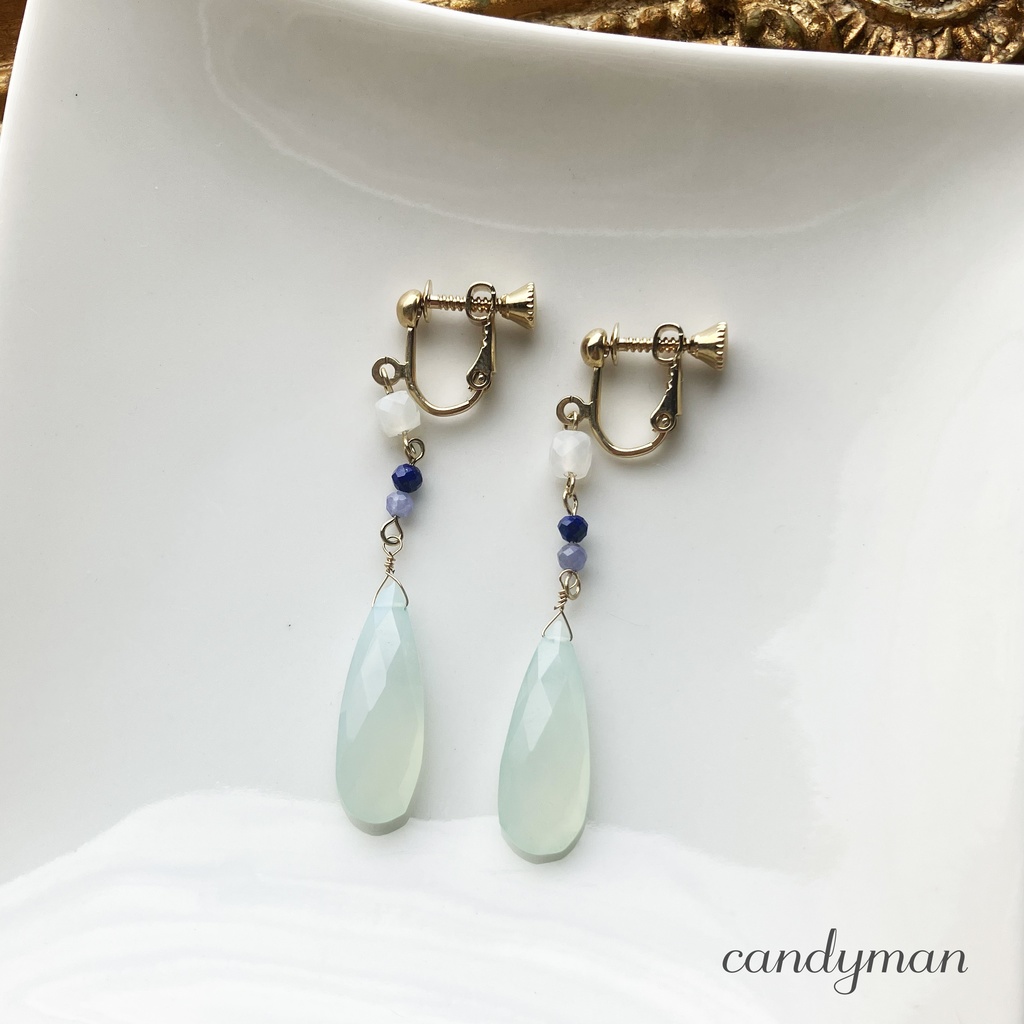『新春セール10%OFF』【送料込み】天然石カルセドニーの可愛いパステルカラーイヤリング