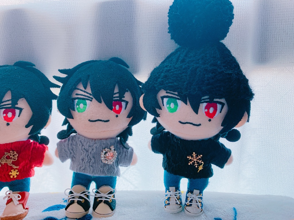 カラフルぽんぽんニット帽/セーター(10〜12cm)