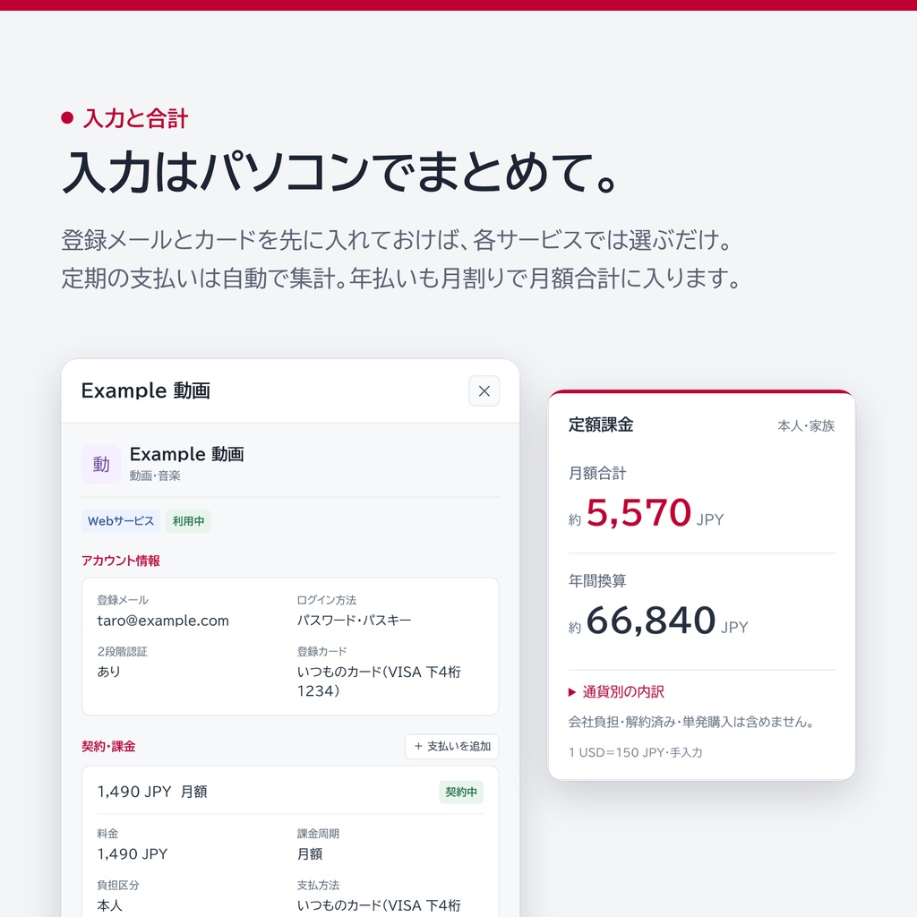 どこ登録|メールとカードをどこに登録したか管理する台帳
