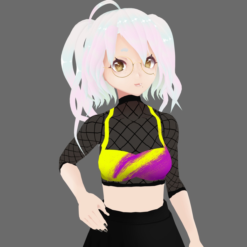 Painted Top Over Fishnet
