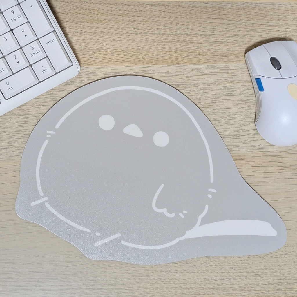 シマエナガのダイカット風マウスパッド(グレー)