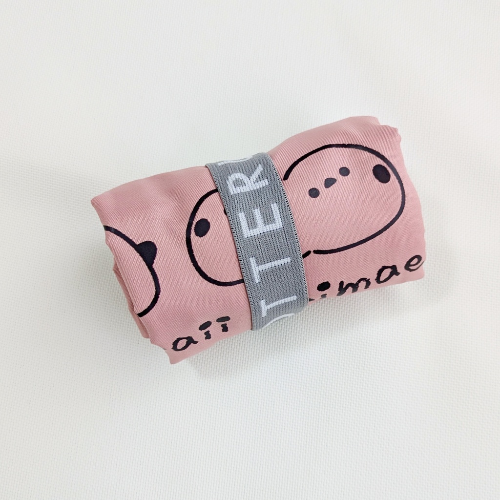 かわいいシマエナガのクルリトエコバッグ(スモークピンク)