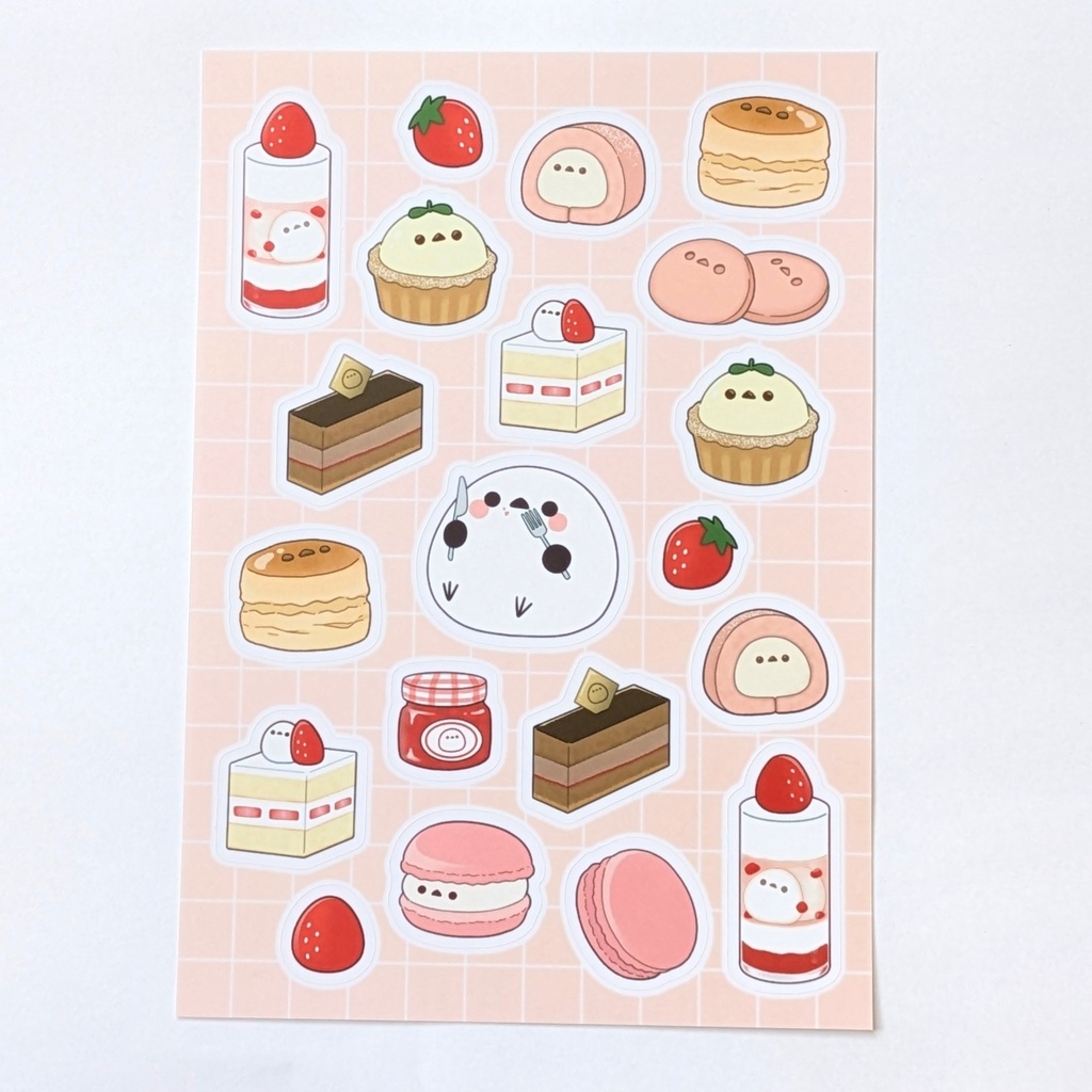 シマエナガないちごスイーツシール