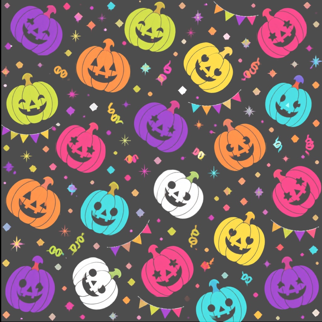 「カラフルPOPハロウィン★シームレスデジタルペーパー5枚セット」(Canva)