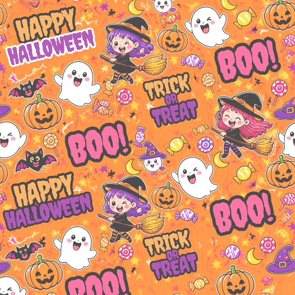 「カラフルPOPハロウィン★シームレスデジタルペーパー5枚セット」(Canva)