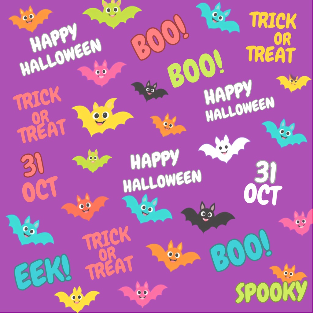 「カラフルPOPハロウィン★シームレスデジタルペーパー5枚セット」(Canva)