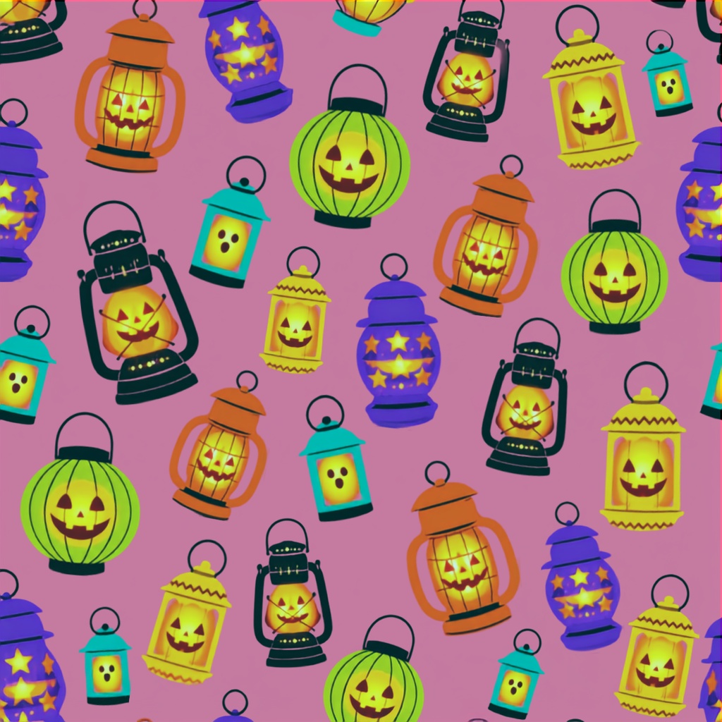 「カラフルPOPハロウィン★シームレスデジタルペーパー5枚セット」(Canva)