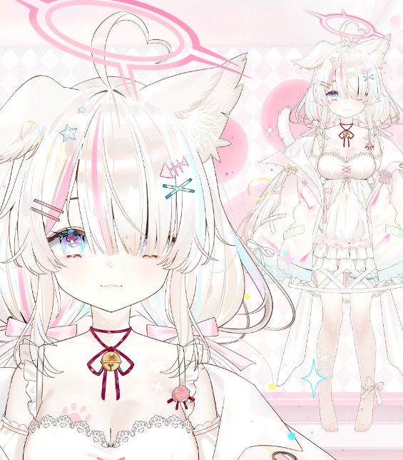 【Live2D汎用モデル】優しくて可愛い天使の子猫、前傾姿勢.