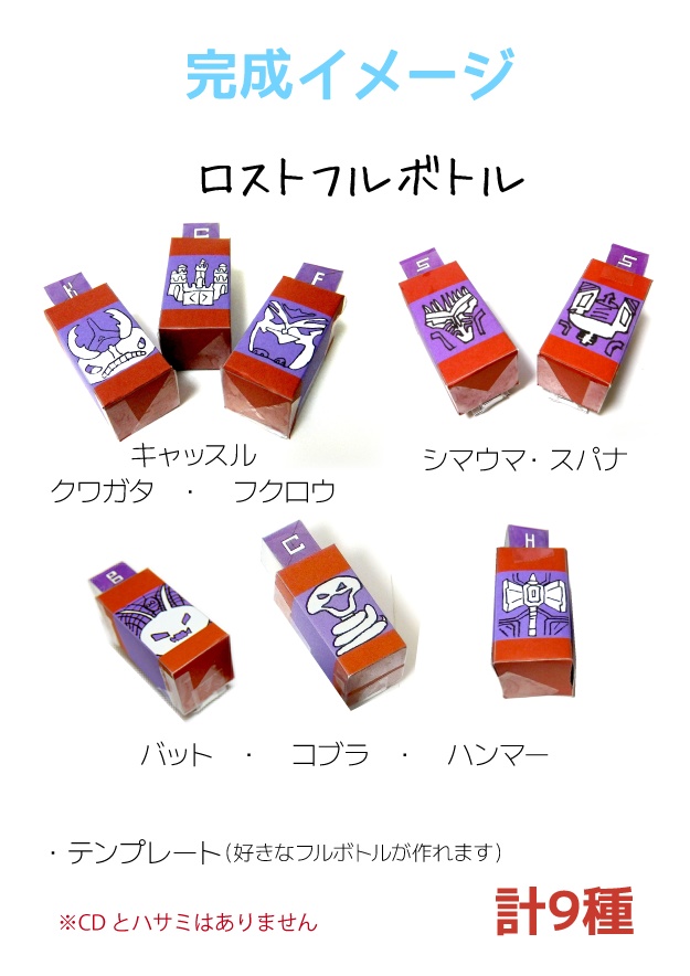 ロスト・ブラックロスト・エボルボトル ペーパークラフト展開図