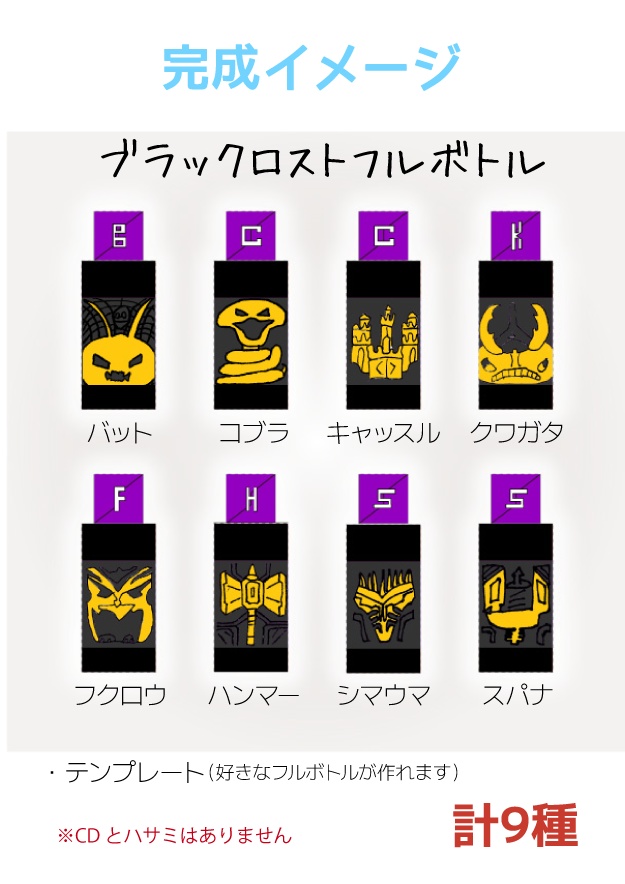 ロスト・ブラックロスト・エボルボトル ペーパークラフト展開図