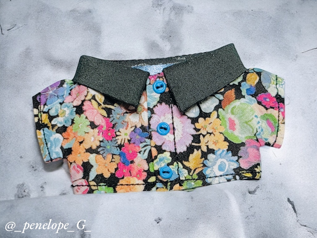 【12㎝】花柄クレリックシャツ