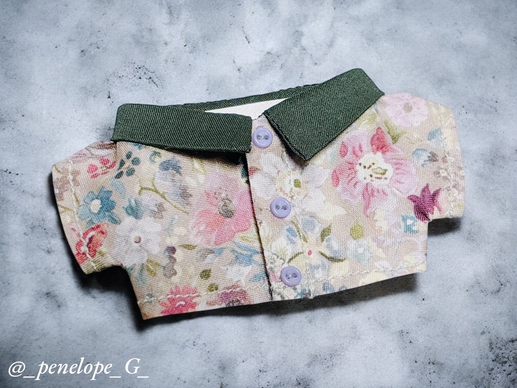 【12㎝】花柄クレリックシャツ