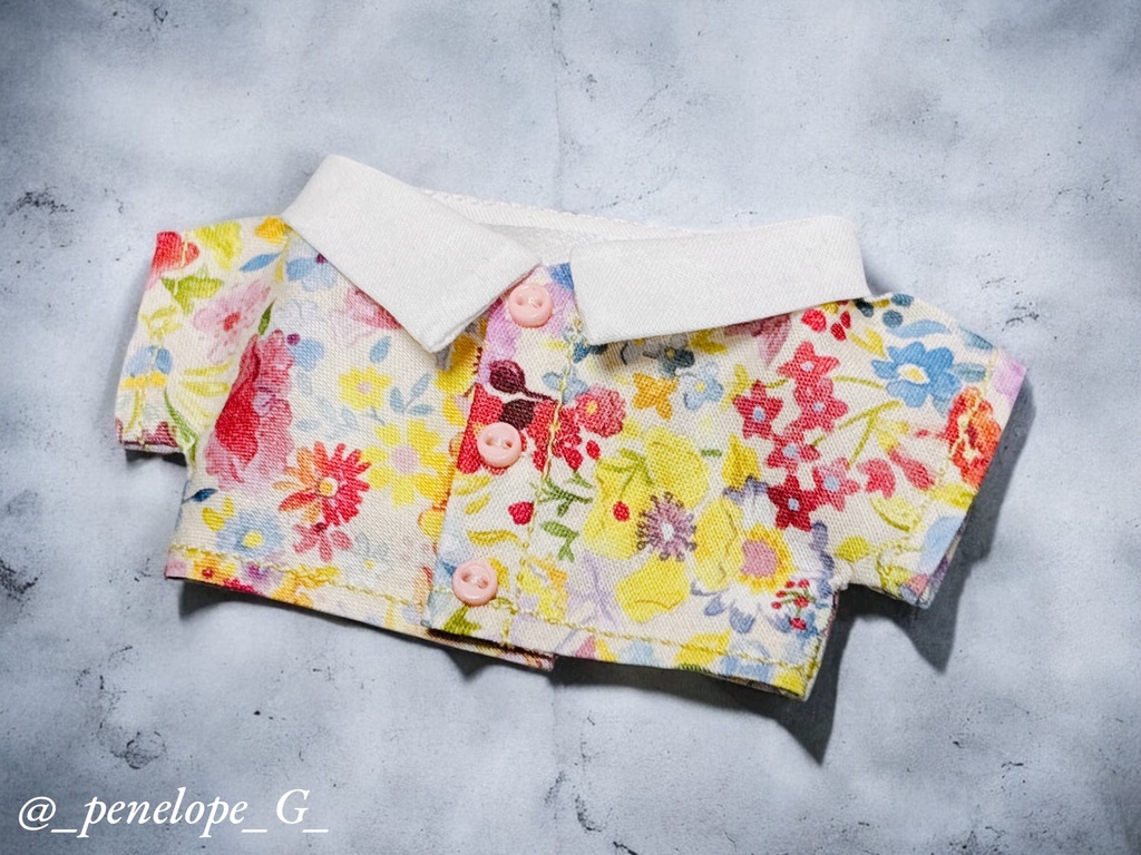 【12㎝】花柄クレリックシャツ