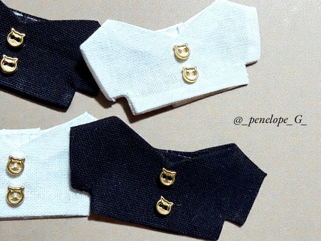 【ほわ】猫ちゃんボタンTシャツ