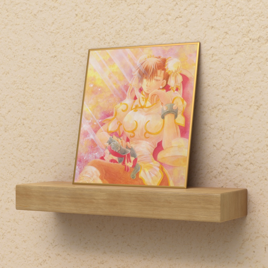 ミニ色紙(複製)ひなたぼっこハチマキ春麗・白