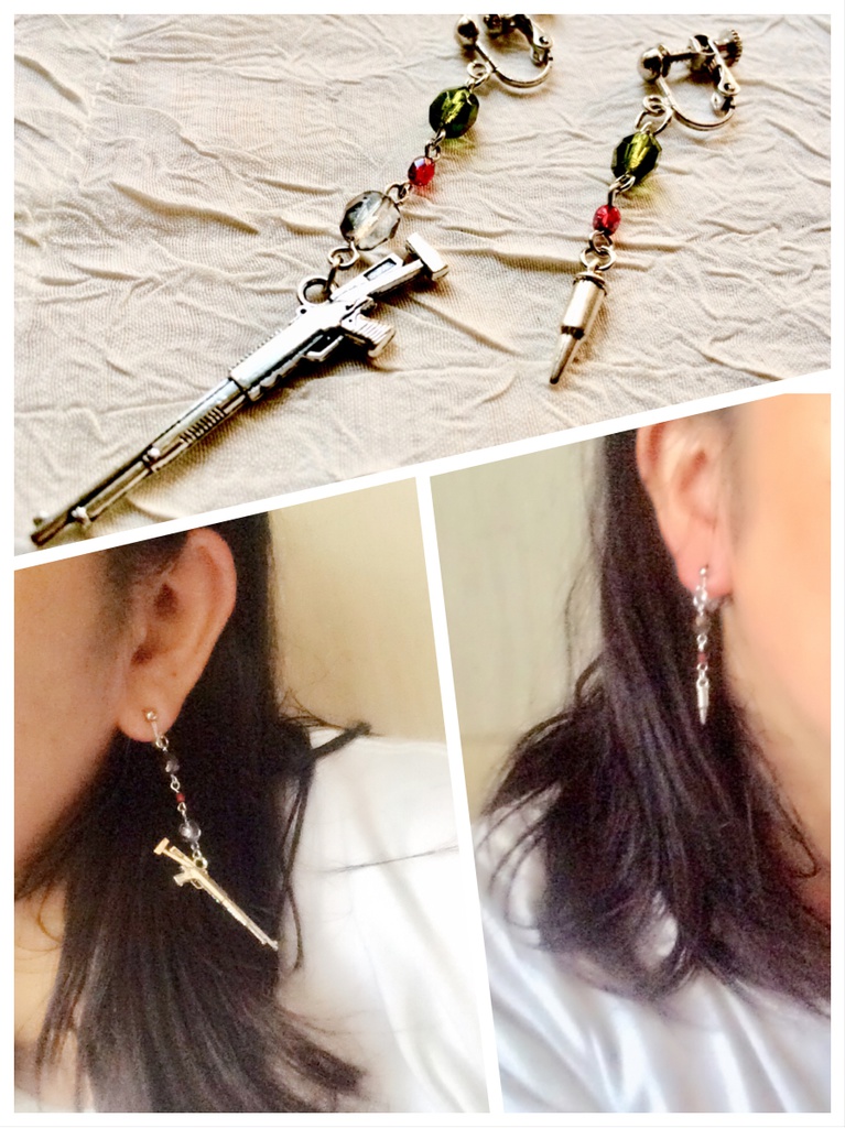 銀弾ペアデザイン ピアス イヤリング