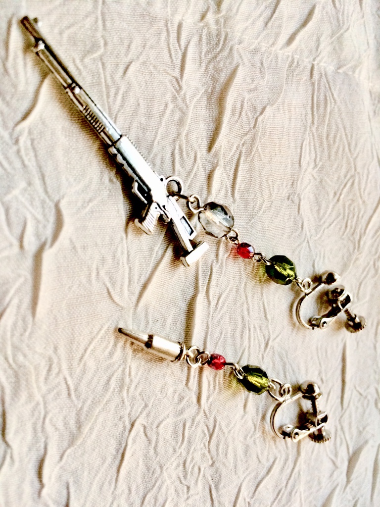 銀弾ペアデザイン ピアス イヤリング