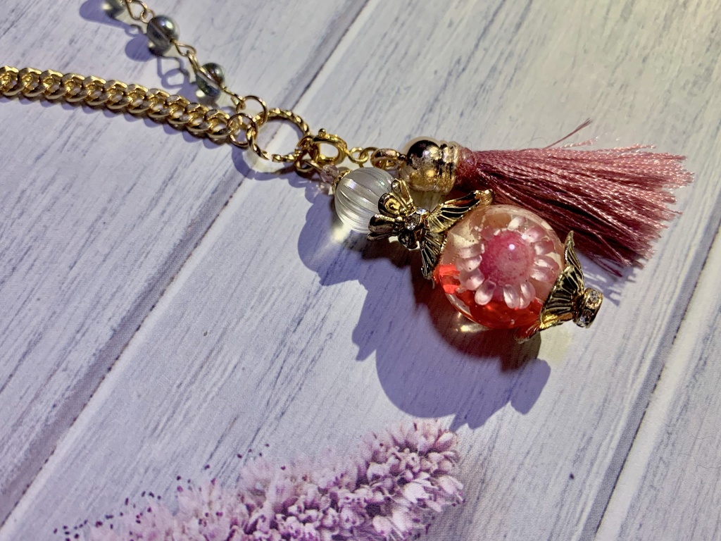 タッセル取り外し可能★香水瓶モチーフネックレス★