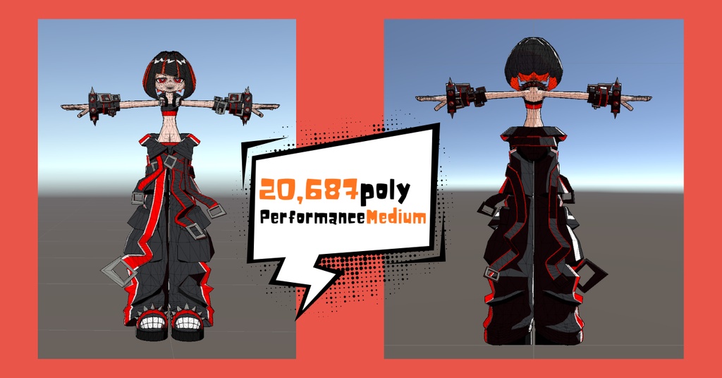 【Vket終了まで4500→4000円セール】レイアβ世界線 / 赤黒パンク×カートゥーンアバター【mobile対応版同梱】