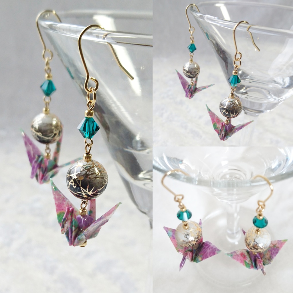 【三条】刀剣乱舞イメージ折鶴ピアス・イヤリング