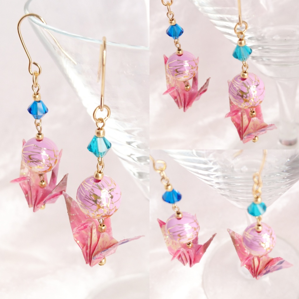 【左文字】刀剣乱舞イメージ折鶴ピアス・イヤリング