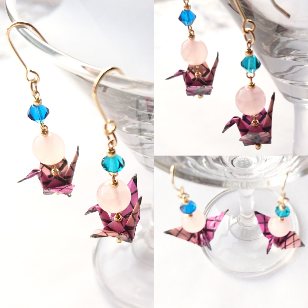 【左文字/袈裟柄】刀剣乱舞イメージ折鶴ピアス・イヤリング