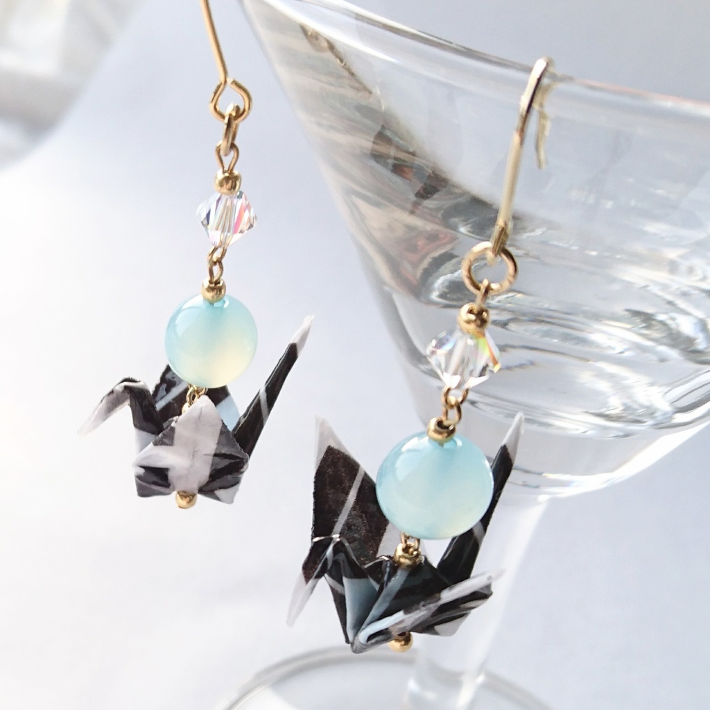 【左文字/袈裟柄】刀剣乱舞イメージ折鶴ピアス・イヤリング