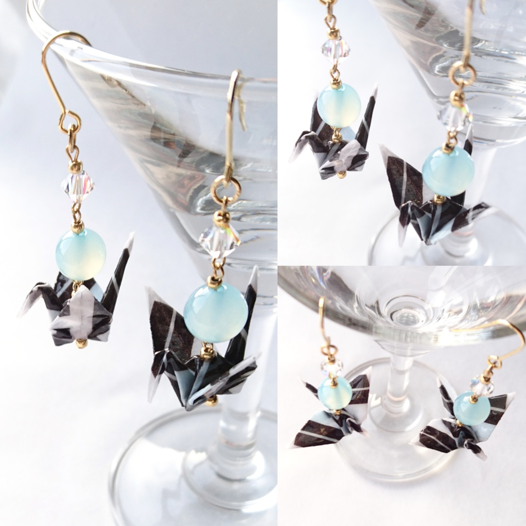 【左文字/袈裟柄】刀剣乱舞イメージ折鶴ピアス・イヤリング