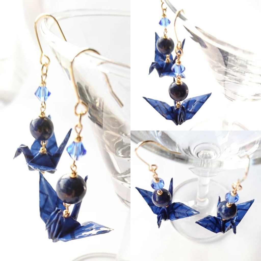 【左文字/袈裟柄】刀剣乱舞イメージ折鶴ピアス・イヤリング