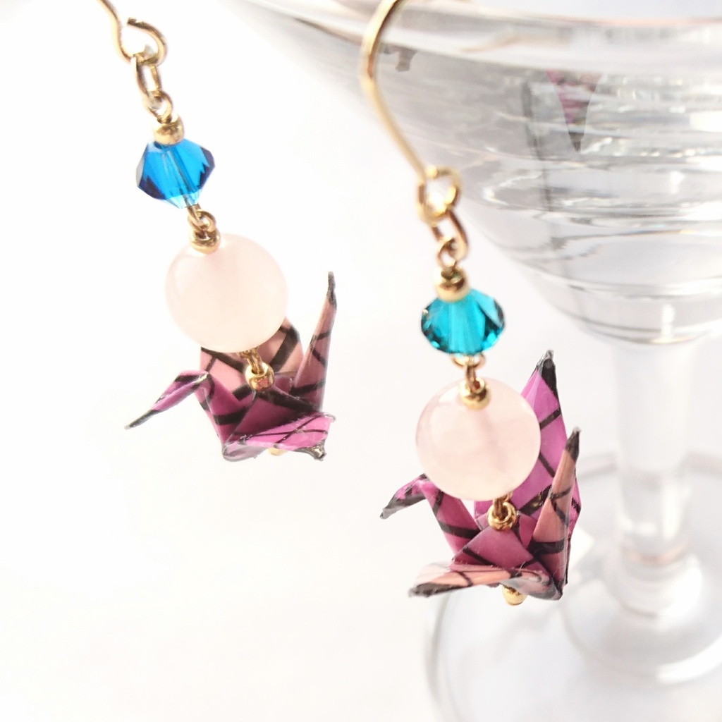 【左文字/袈裟柄】刀剣乱舞イメージ折鶴ピアス・イヤリング