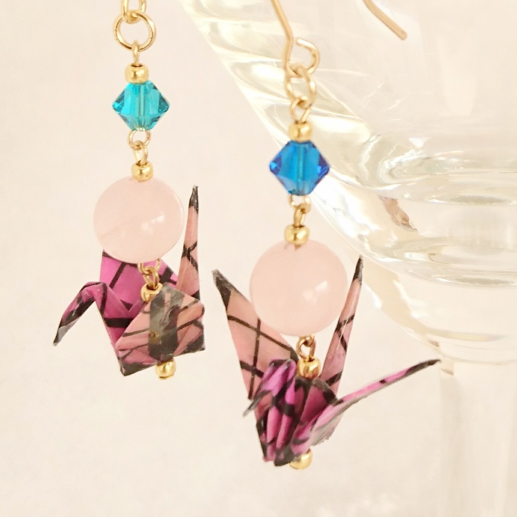 【左文字/袈裟柄】刀剣乱舞イメージ折鶴ピアス・イヤリング