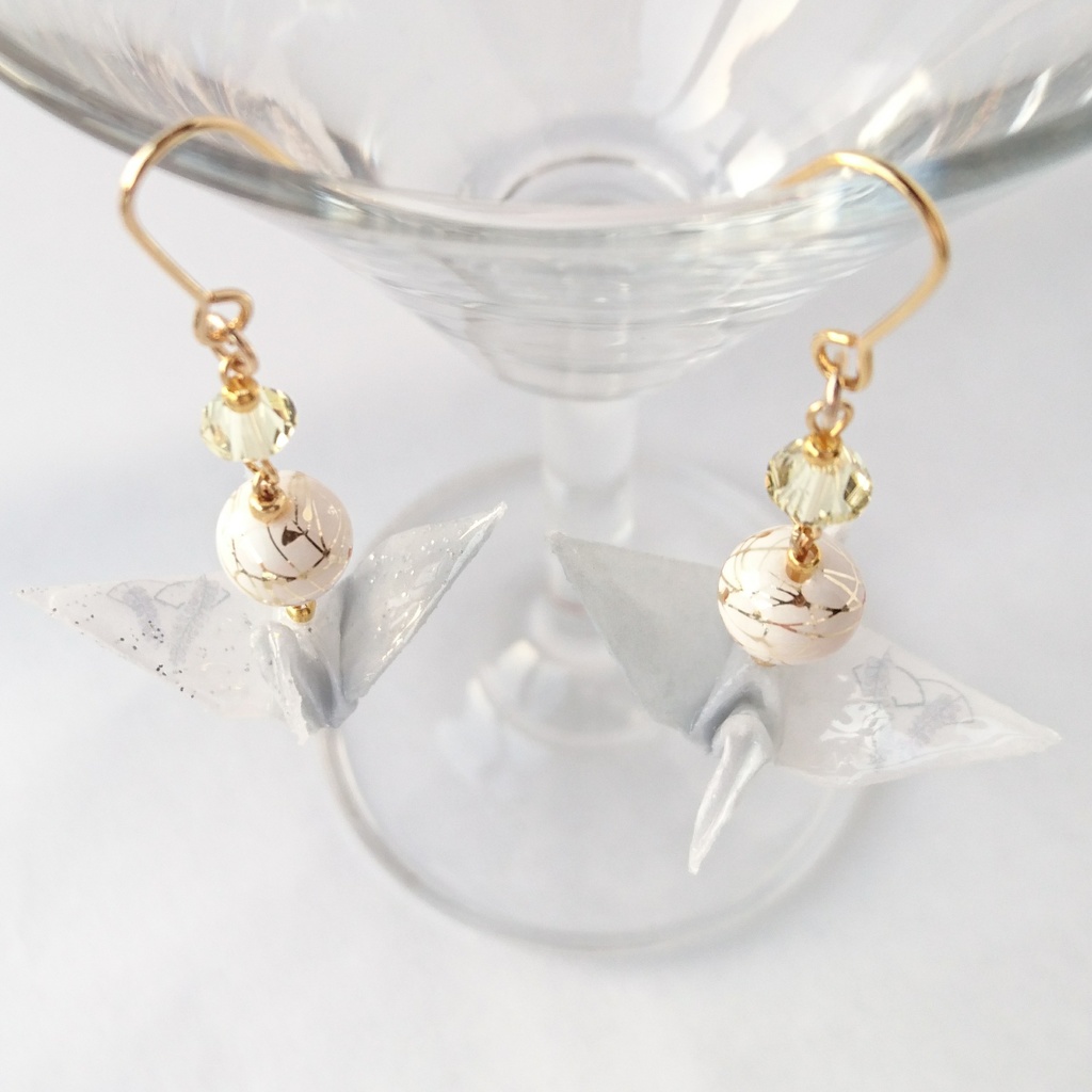 【鶴丸国永・軽装】刀剣乱舞イメージ折鶴ピアス・イヤリング