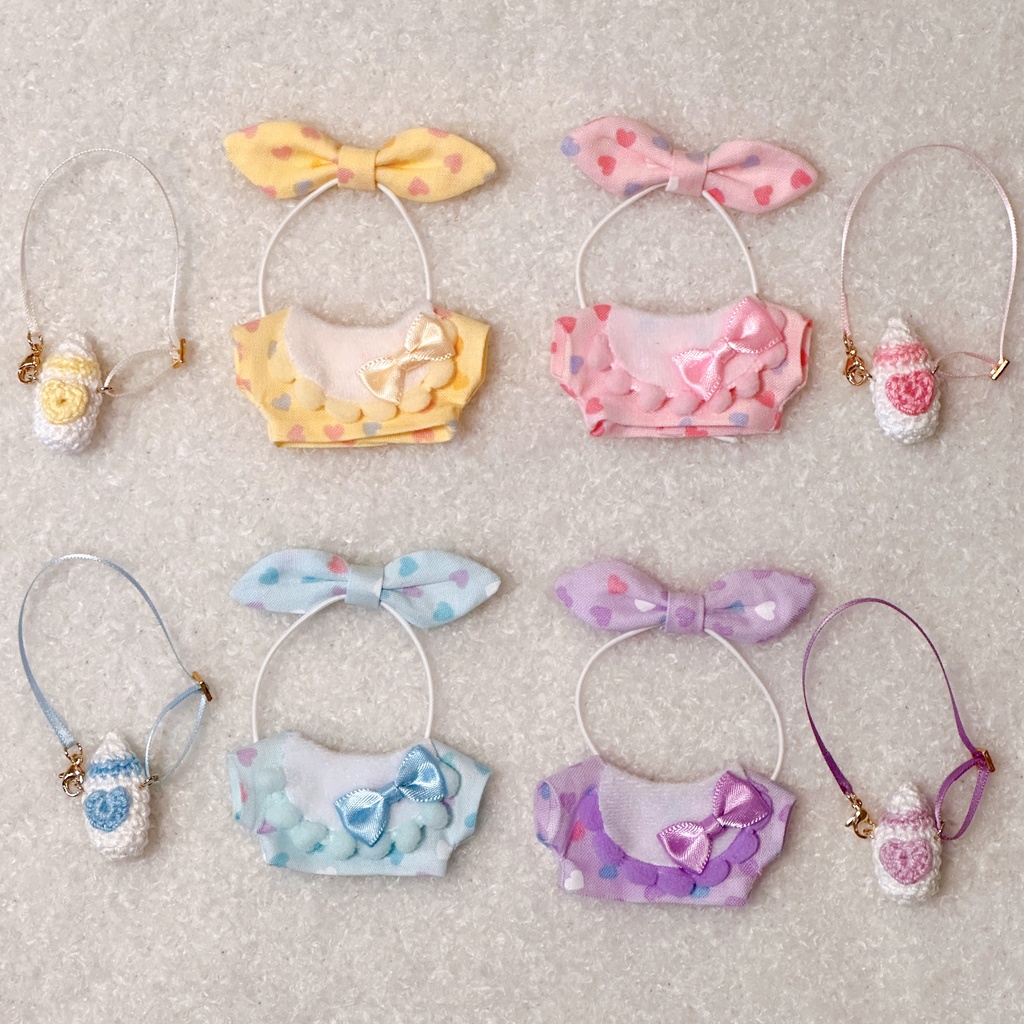 ハート柄スタイシャツセット、哺乳瓶ポシェット