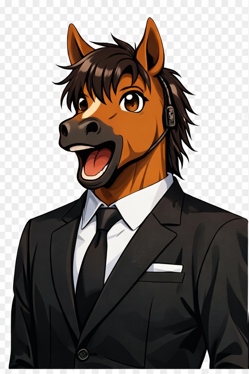 Anthro Horse PNGTuber Character – Black Suit Ver.