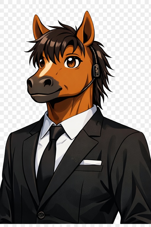Anthro Horse PNGTuber Character – Black Suit Ver.