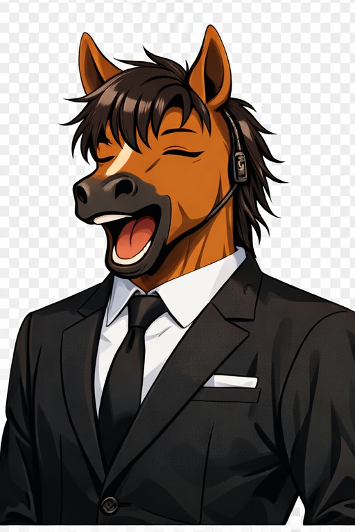 Anthro Horse PNGTuber Character – Black Suit Ver.