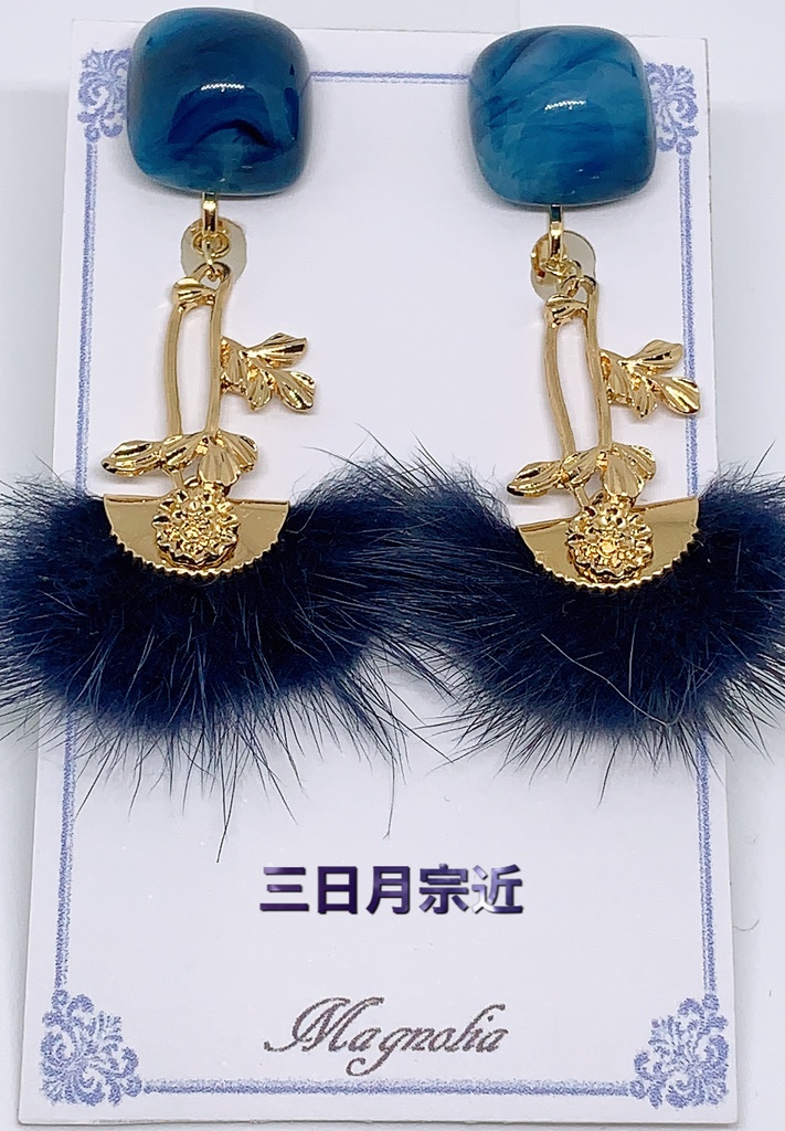 ミンクファーの耳飾り