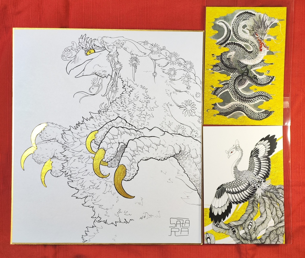 【一点もの】色紙原画・金爪