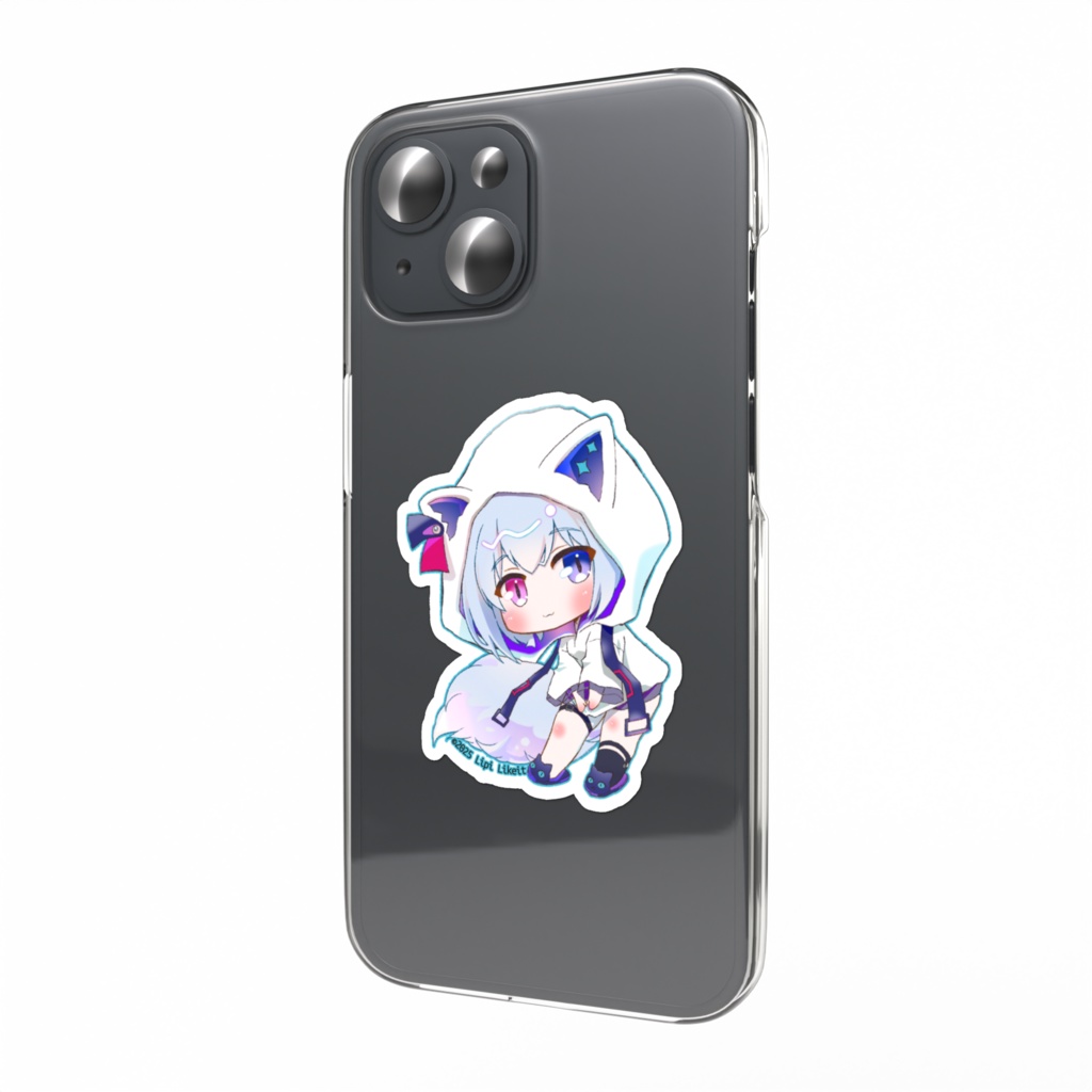 【リピ・ライキット】スマホステッカー／おすわリピ（猫パーカー）［送料グループ：1］