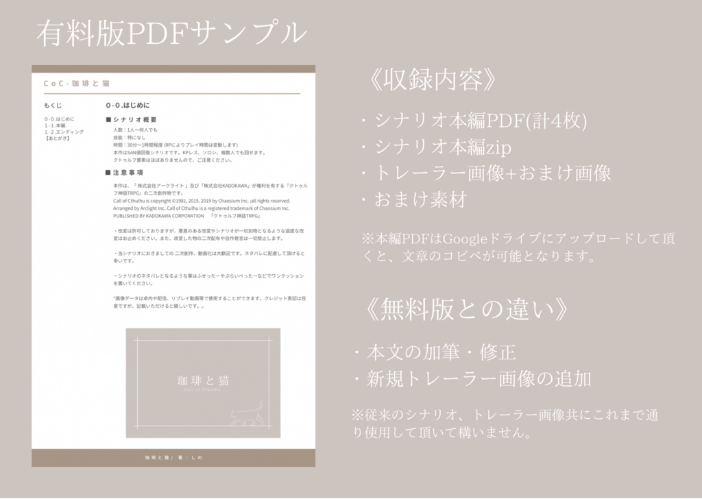 【CoC】『珈琲と猫』【SAN値回復】