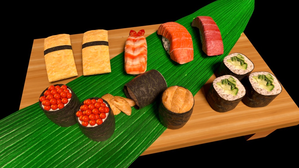 【3D素材】お寿司セット【3Dモデル】